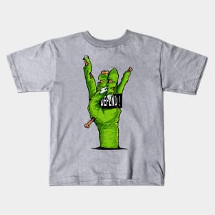 Defend Metal Zombie Skull Hand Kids T-Shirt